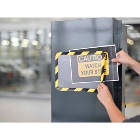 TARIFOLD Tarifold Safety Sign Holder Magnetic Backed, Yellow & Black Border P194944